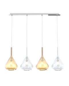 lampadario kona vetro trasparente e ambra