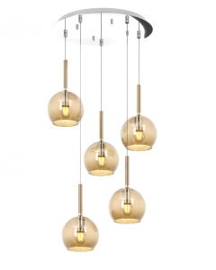 lampadario sfere vetro ambra